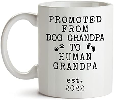 PocStar Design 2022 New Grandpa Mug Baby Reveal, anúncio de nascimento para Dog Grandad, Papou da filha filha