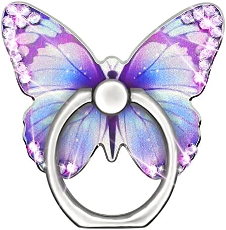 Cavdycidy bling metal metal fofo Butterfly Cellel Ring Suports 360 ° Rotação Dinistro Stand Kickstand