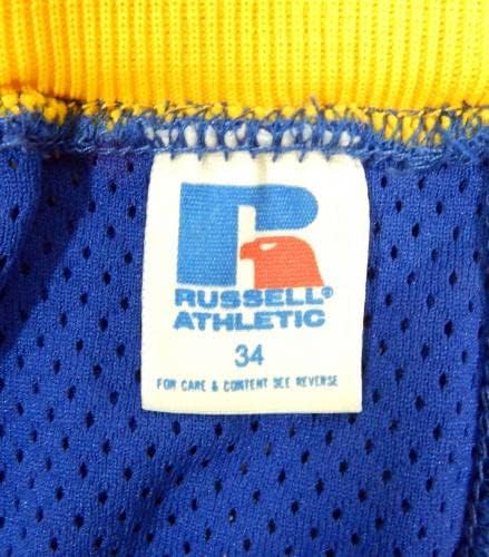 1980 Golden State Warriors jogo usado shorts azuis 34 DP32503 - jogo da NBA usado