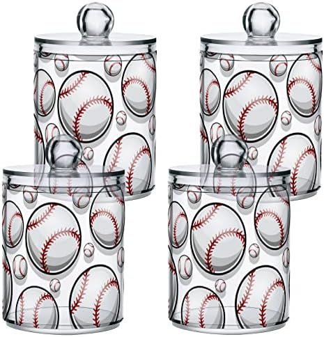 Recipientes de banheiro de cotonete de bola de bola de beisebol com tampas de tampas de algodão Ball