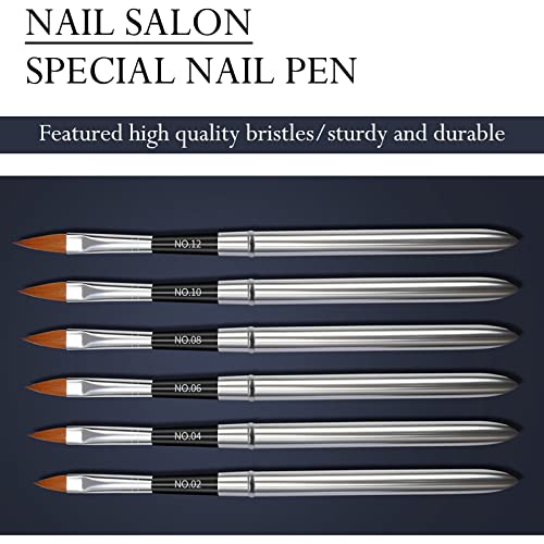 6pcs Brush de unha elegante conjunto de caneta de unha com alça brilhante e fácil de usar a ferramenta de