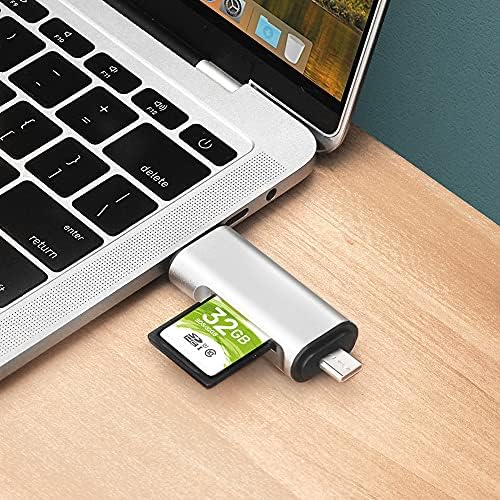 Leitor de cartão de memória SD/Micro SD, BorlterClamp 3 em 1 leitor de cartão de memória com USB C Micro-USB OTG