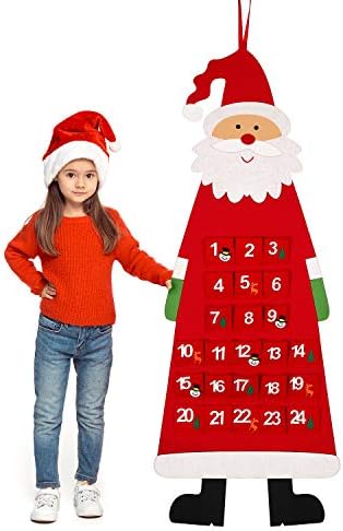 Calendário do advento de Natal Calendário 3D calendário de advento de Santa com 24 dias de bolsos