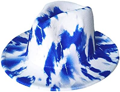 Designer de moda unissex tie-dye wide brim are fedora chapé chapéu chapéu de chapéu de panamá cavalheiro