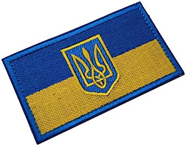 2 Pacote de manchas táticas da Ucrânia com Tridente em forma de acabamento dourado Bordado Sew