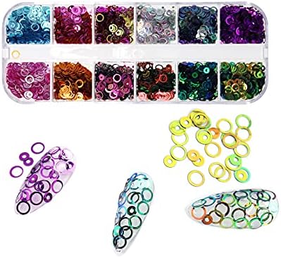 Circle Nail Art Liginas Ornamentos de unhas Acessórios para salão de unhas 12 cores Glitter exclusivo