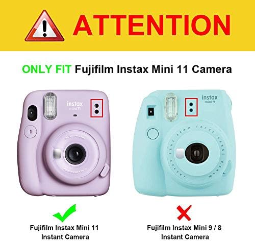 Frankmate Pu Leather Camera Case Compatível com Fujifilm Instax Mini 11 12 Câmera instantânea com cinta e bolso