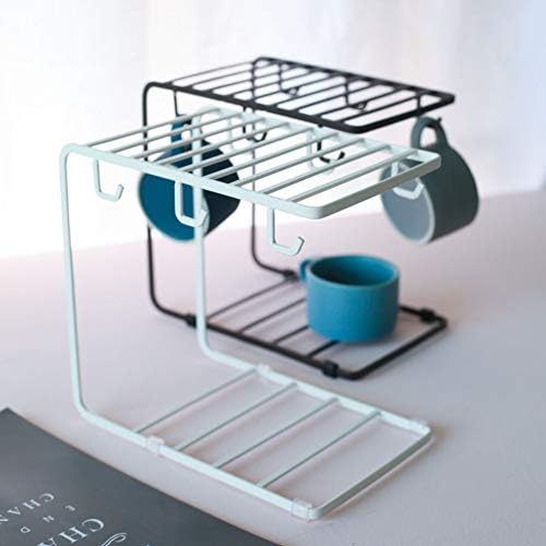 Rack de secagem de pratos de duas camadas, organizador de copo de caneca de café de metal para
