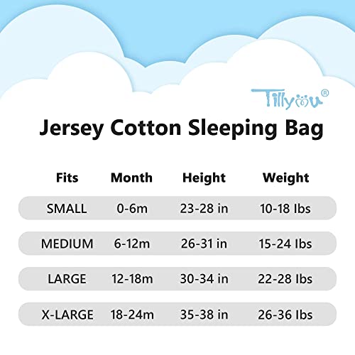 Tillyou Sleep Sack 2 pacote-cobertor de bebê vestível com zíper bidirecional, saco de sono sem mangas