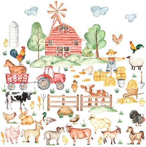 Adesivo de animal de fazenda adesivos de parede de desenho animado decalques de parede de animais vaca