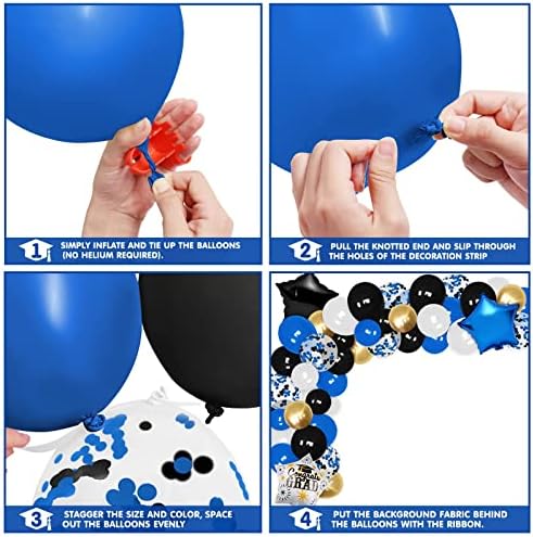 Classe azul de 2023 Banner de pano de formatura e balões Kit de decoração de guirlande