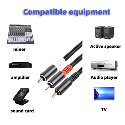 Rexus RCA Conector Audio Cable masculino a 2 machos 3,3 pés 2 pacote, RCA Audio Audio Y-Adaption