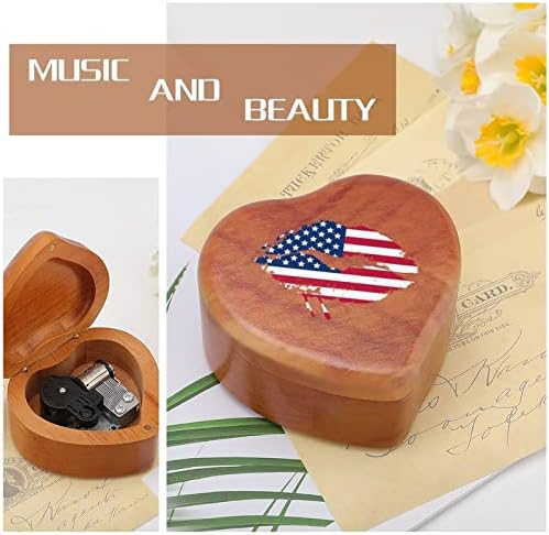 American Lip Clockwork Box Music Box vintage Wooden Heart Musical Box Toys Gifts Decorações