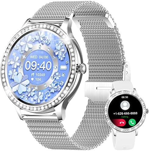 Relógios inteligentes para mulheres, Rastreador de fitness de 1,32 Diamond Fitness Watch with Answer/Make Call,