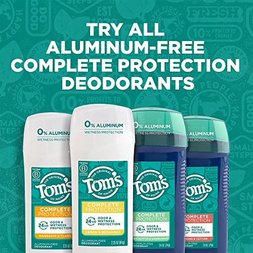 Tom's of Maine Proteção completa desodorante natural sem alumínio, limão e bergamota, 2,25 oz