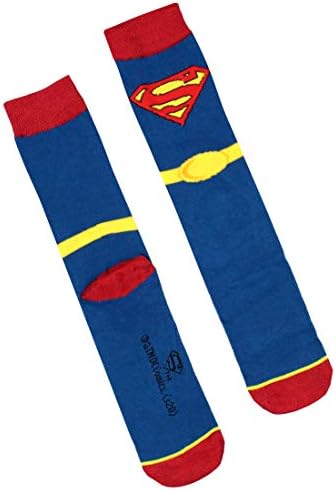 DC Comics Justice League Superman The Flash Batman Socks Men's 3 Pack Superhero Mid-Calf Crew Socks