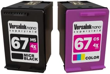 Versaink-Nano HP 67 MS Micl Black Ink Cartuction para verificação de impressão e versaink-nano 67 CS Tri-Color