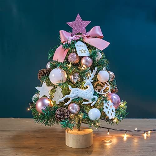 Aetygh Mini Christmas Árvore Pink de 18 polegadas, enfeites de árvore de Natal e top de árvore, ornamento