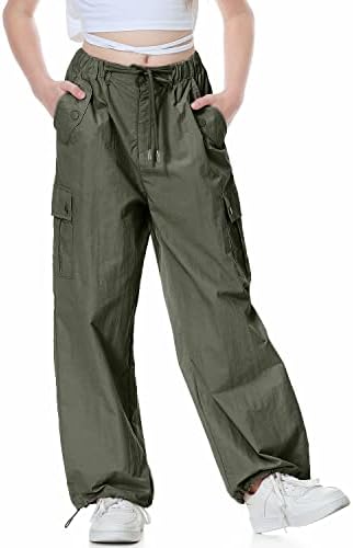 Calças de pára-quedas Rolanko para meninas Y2K Cargo Troushers com bolsos Harajuku calças de corredor