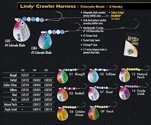 Lindy Colorado Blade Crawler Churness Spinner Fishing isting com lâminas holográficas e padrões de contas selecionados