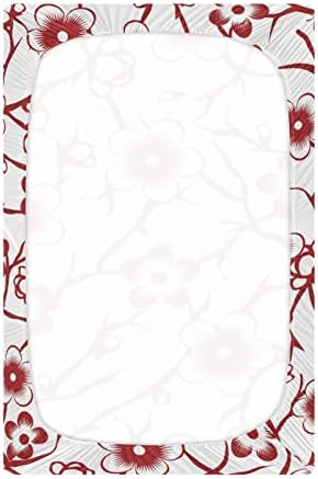 Alaza Red Cherry Blossom Floral Berk Felas Coloque Bassinet Sheet para meninos bebês crianças criança, tamanho