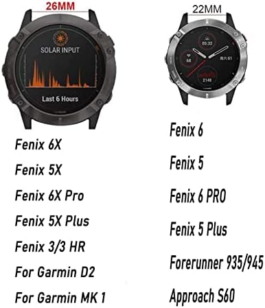Houcy 22 26mm Silicone Watch Band Easy Quick Fit Strap para Garmin Fenix ​​7 7X/3HR/Fenix ​​5x/Fenix ​​5x Plus/S60/D2/Mk1/Fenix