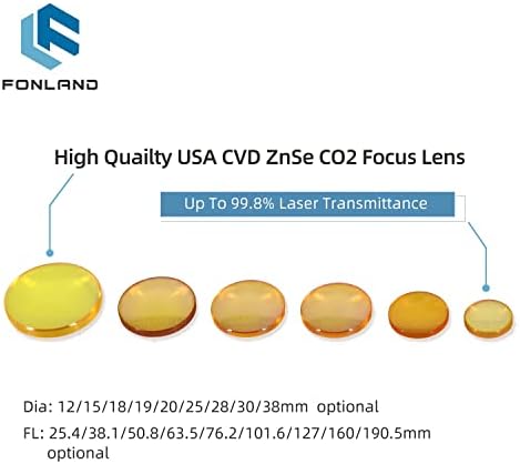 Fonland USA CVD ZNSE Focus Lens DIA: 28mm FL: 25,4mm/1 para CO2 10.6um Laser Gravador Máquina de gravura 150W-500W