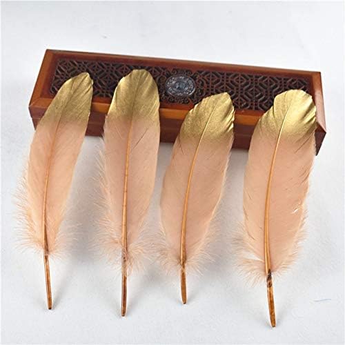 Zamihalaa 10pcs/lote de ouro mergulhado em penas de ganso natural para artesanato penas brancas