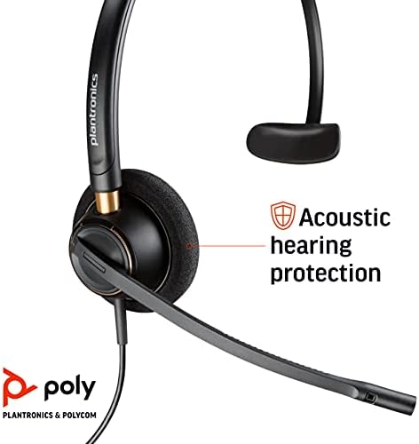 Poly - Encorepro 520 QD fone de ouvido - trabalha com adaptadores digitais de call center Poly - proteção