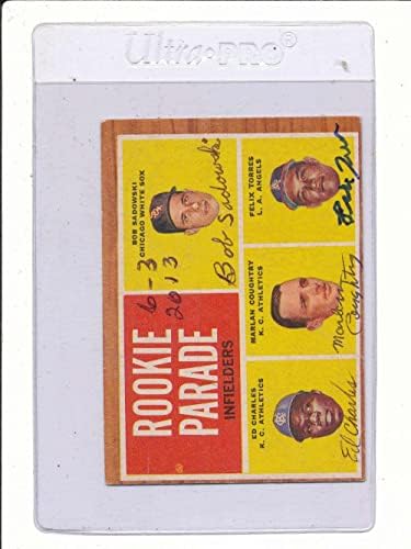 1962 Topps Card 595 Assinado por todos os 4 novatos Ed Charles JSA - Baseball cortada cartões autografados