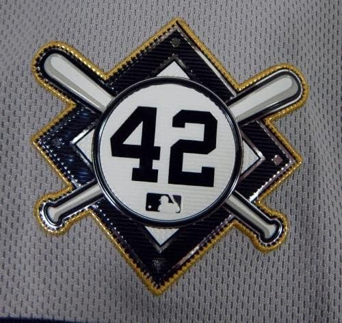 2022 New York Yankees Casey Dykes 42 Game usou Grey Jersey Jackie Robinson Day5 - Jogo usou camisas MLB