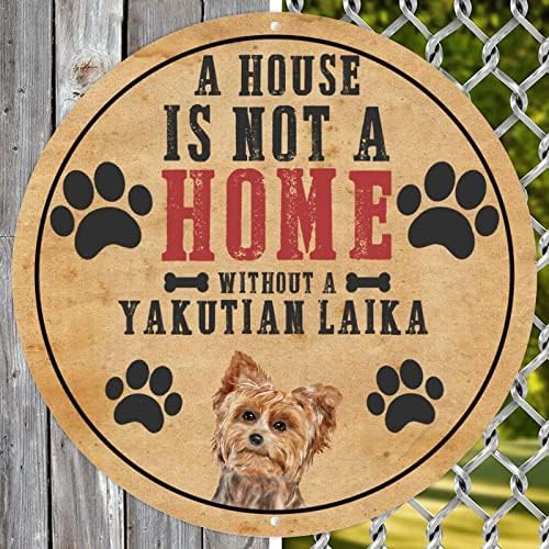 Placa de placa engraçada de cão de cachorro Uma casa não é uma casa sem um cabide de porta redonda