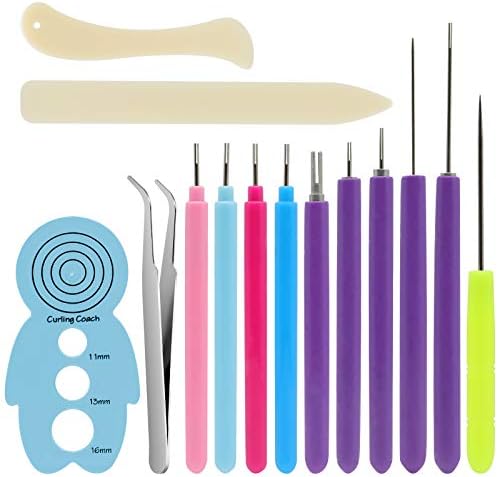 Kitanis 14 peças Kit de ferramentas de quilling de papel, tamanhos variados rolando caneta de agulha