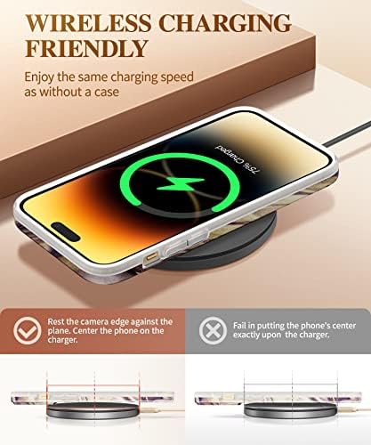 Caixa GViewin Compatível com o iPhone 14 Pro 6,1 polegadas, [10 pés de grau militar testado] Marble casos estilosos