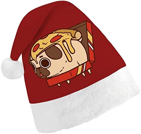 PUG Puppy Burrito Pizza Chapéu de Natal de Papai Noel para adultos unissex Comfort Comfort Classic Xmas