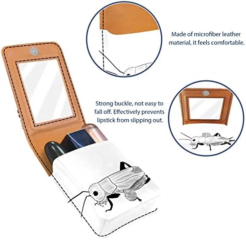 Caixa de batom oryuekan com espelho bolsa de maquiagem portátil fofa bolsa cosmética, gafanhoto de animais