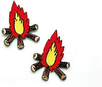 O conjunto de 2 pcs. Mini Bonfire Bonfire Cute Patches de logotipo de desenho animado Costurar Ferro