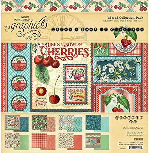 Graphic 45 Life's A Bowl of Cherries Collection Pacote - 12 x 12 Coleção Pacote + 12 x 12 Pacote de