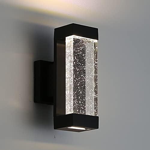 Luz de parede externa de bolha moderna de Cerdeco, preto fosco pintado, 12w 3500k Warm White Up Down Light Frept…