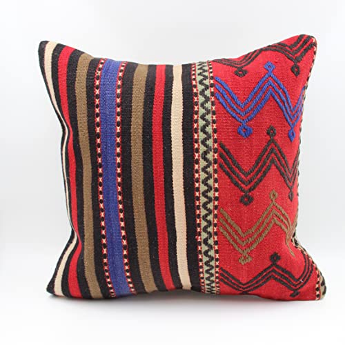 Tampa de travesseiro de Kilim de sotaque 18x18 polegadas Oriental vintage Oriental Crochet Boêmia Anatólia