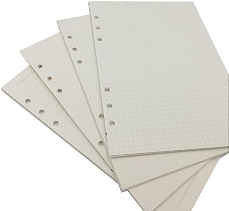 A5 Loueleaf Binder Recarias de papel conjunto de Chris.W, 80 folhas, grade de ponto/grade quadrada/misto governado/em