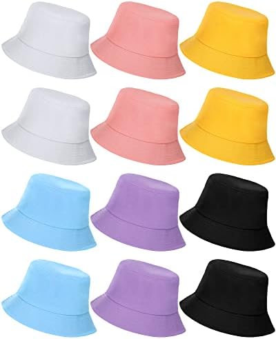 12 PCS Pesca Bucket Hat Hat Color Algodão Capfe Capinha Unissex Chapéus de Verão Para Homens Mulheres