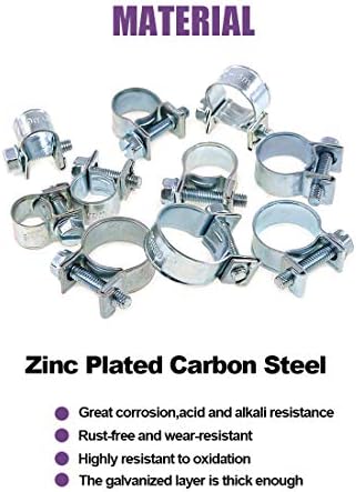 SWPEET 120pcs 10 tamanhos zinco mini kit de sortimento de mangueira de estilo de injeção de combustível