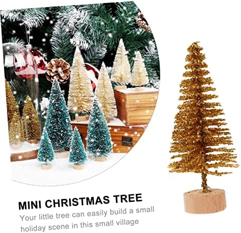 Totority 48pcs mini árvore de natal artificiales para miniaturas decoração de natal neve frelwee mini areia de