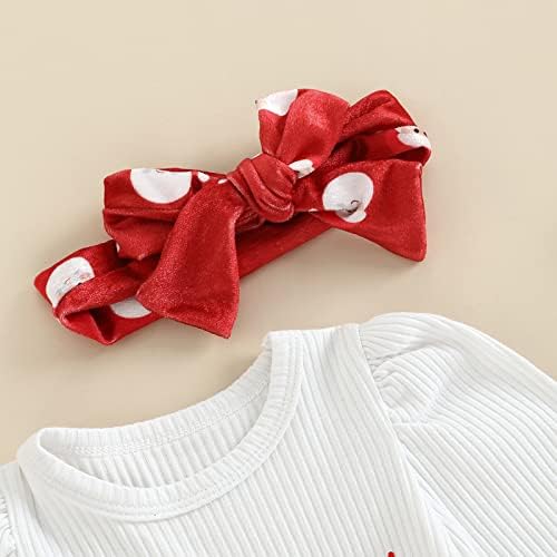 Recém -nascidos garotas de Natal roupas de manga longa Imprima o macacão + Papai Noel Flare calças de outono.