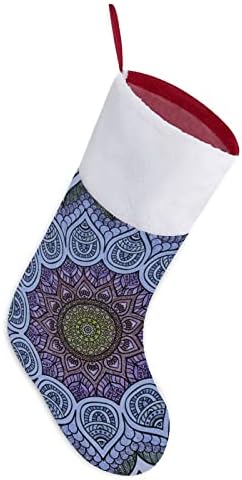 Mandalas geométricas Christmas Stocking Chas Tree Fireplate Socks Socks com decoração de punho de pelúcia