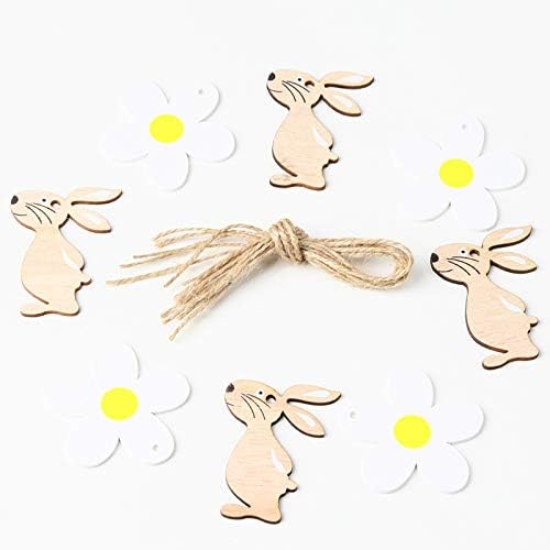 Páscoa de Páscoa em casa coelho branco coelho de madeira pequena decoração de pingente e pendura ornamento