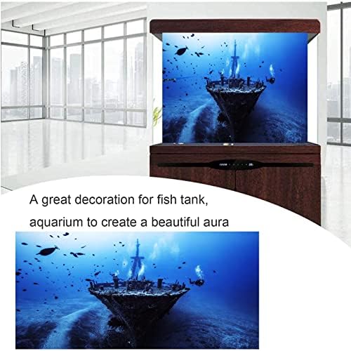 Pôster de fundo de aquário de hiatto, decoração de tanques de peixes imagens 3D Efeito PVC Poster de adesivo Deep