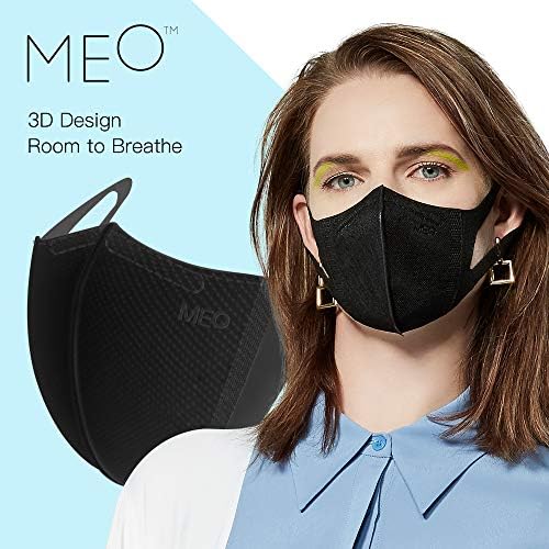 MEO X Adultos - Máscara facial descartável e ajustável | 30 PCs, médio, preto | Seguro, respirável, confortável,