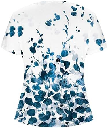 Narhbrg feminino meio zip túnica túnica floral blusa de manga curta Camisa de pescoço solar camisetas